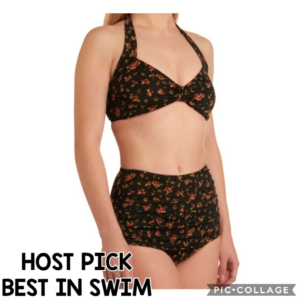 NWT ESTHER WILLIAMS Rose print retro bikini, 14/16 - Picture 1 of 8